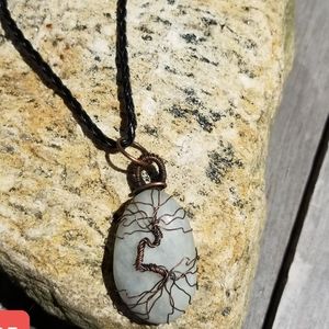 Wire wrapped stone pendant